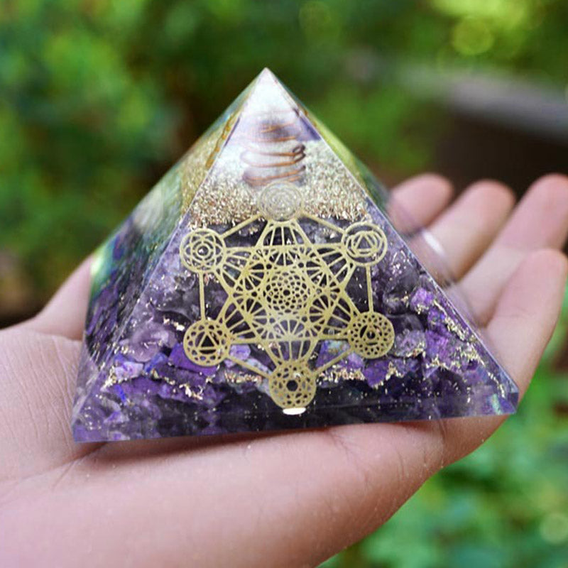 Olivenorma Clear Crystal Pillar Metatron's Cube Orgone Pyramid - image 1