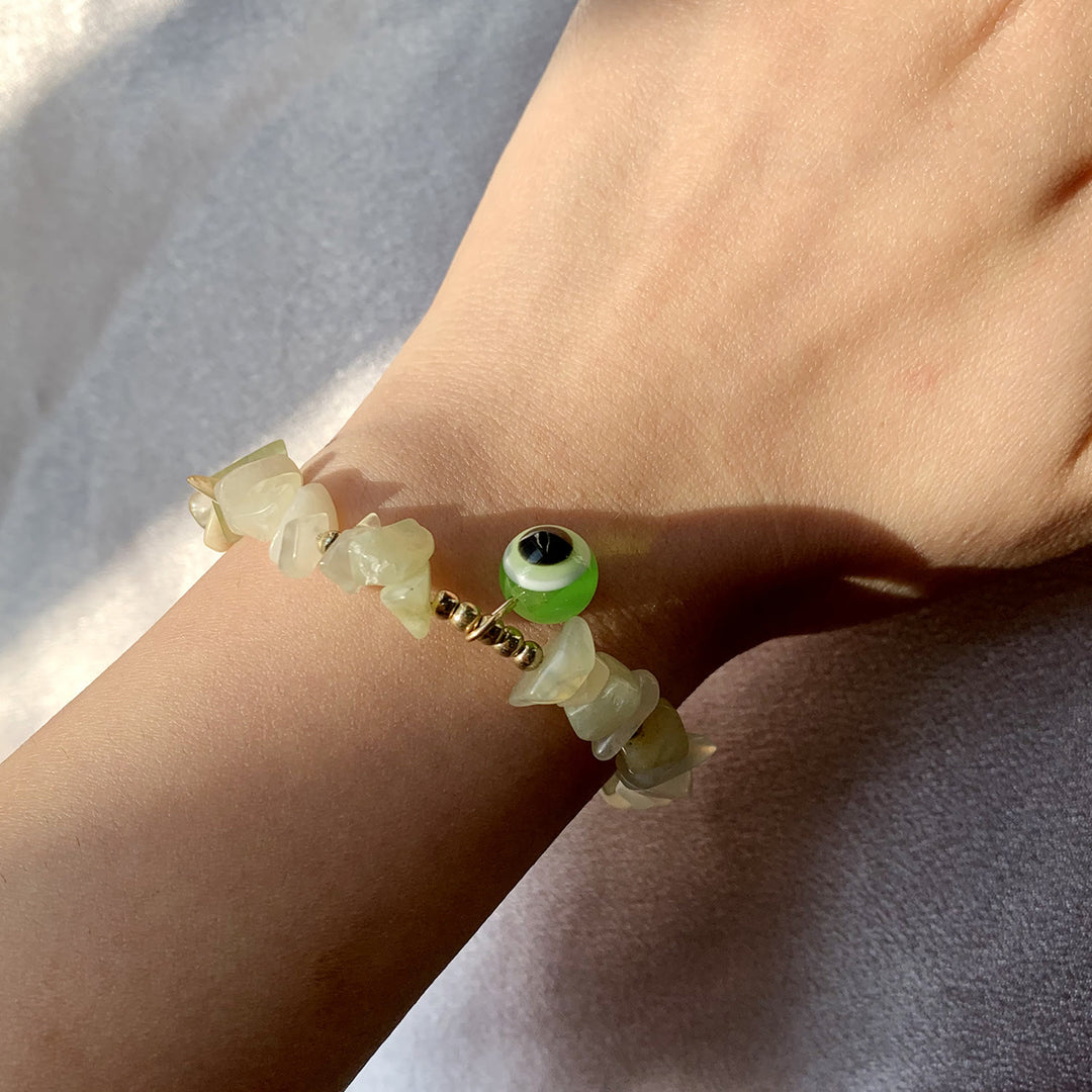 Olivenorma Natural Crystal Gravel Evil Eye Pendant Bracelet - image 4