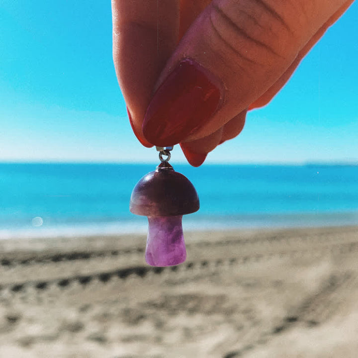 Olivenorma Spiritual Attunement Mushroom Design Healing Necklace - Amethyst - image 1