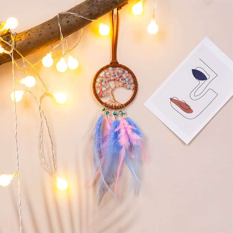 Olivenorma Crystal Tree of Life Feather Dreamcatcher Car Ornament - image 1