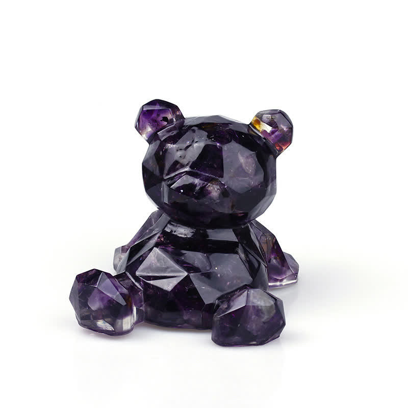 Olivenorma Crystal Mirror Bear Gemstone Decoration - Amethyst - image 12