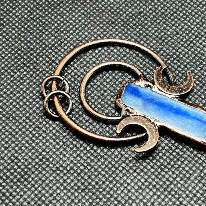 Olivenorma Kyanite Copper Double Moon Ring Pendant Necklace - image 2