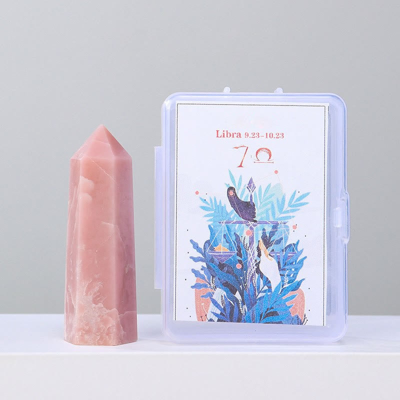 Olivenorma Natural Crystal Wands Pillar Twelve Constellation Set Ornament - Libra-Pink Opoal - image 13
