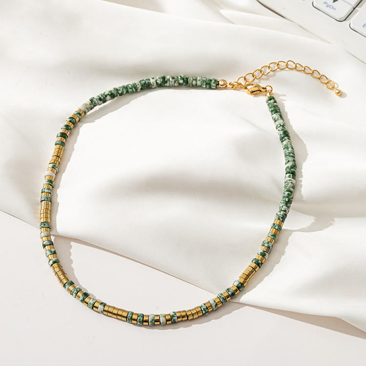 Olivenorma Emerald Moss Agate Stacking Beaded Necklace - Moss Agate - image 0
