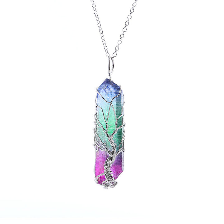 Olivenorma"Life Energy" - Tree of Life Crystal Necklace - Silver - Clear Crystal#Colors2 - image 5