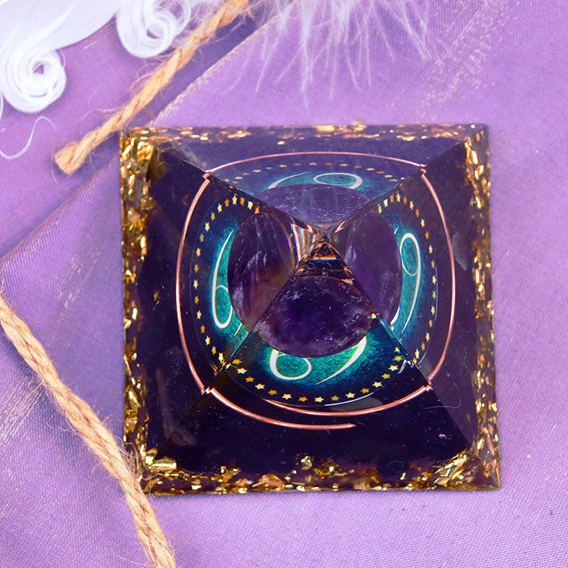 Olivenorma Amethyst Sphere With Obsidian Zodiac Cancer Orgone Pyramid - image 4