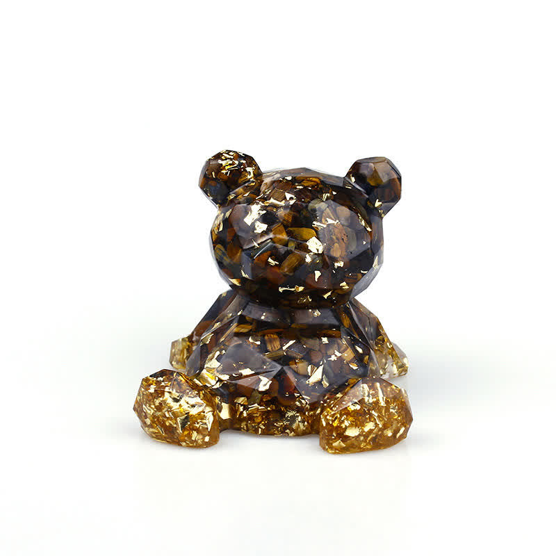 Olivenorma Crystal Mirror Bear Gemstone Decoration - Tiger Eye - image 5