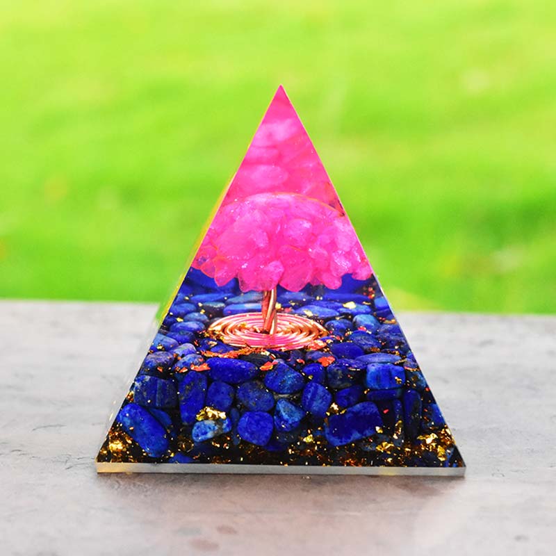 Olivenorma Lapis Lazuli Pink Crystal Tree Of Life Orgone Pyramid - image 1