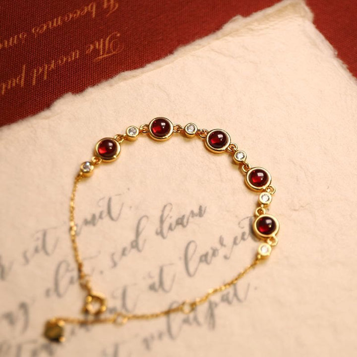 Olivenorma Natural Garnet Good Luck Gold Bracelet - Garnet - image 0