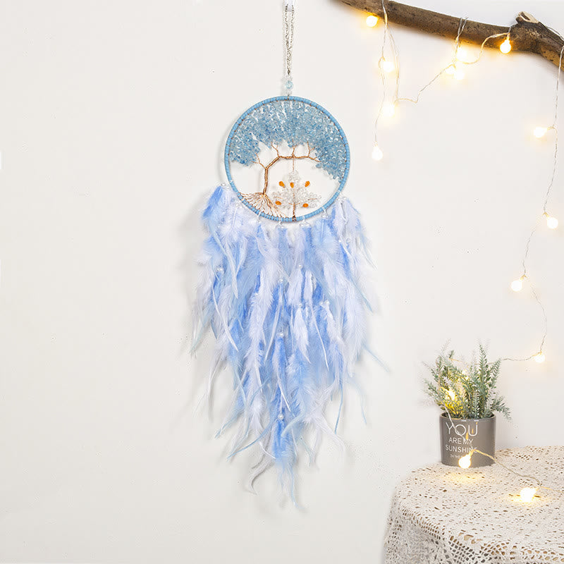 Olivenorma Crystal Tree of Life Pink Feather Dream Catcher - image 23