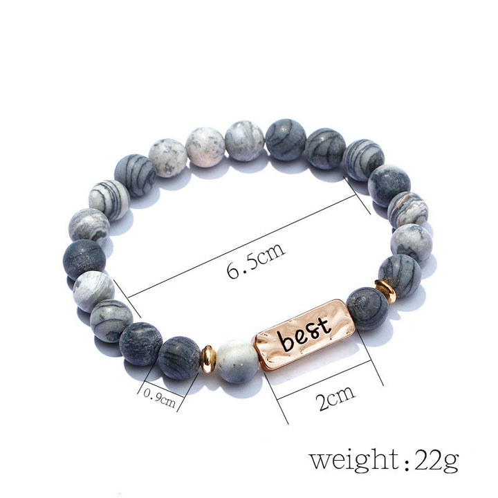 Olivenorma Natural Gemstone Best Friend Forever 3 Piece Engraving Bracelet Set - image 27