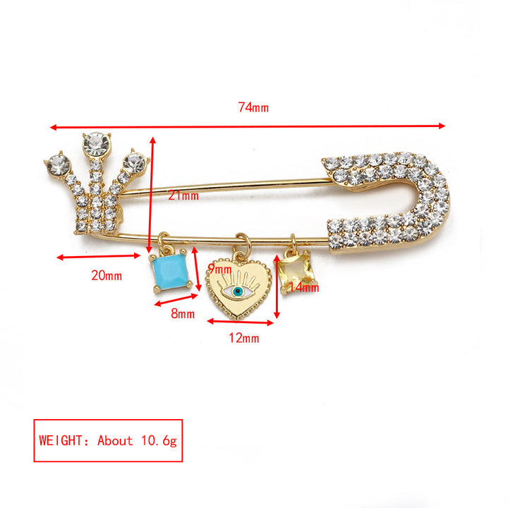 Olivenorma White Zircon Evil Eye Heart Brooch - Evil Eye & Hamsa #2 - image 22