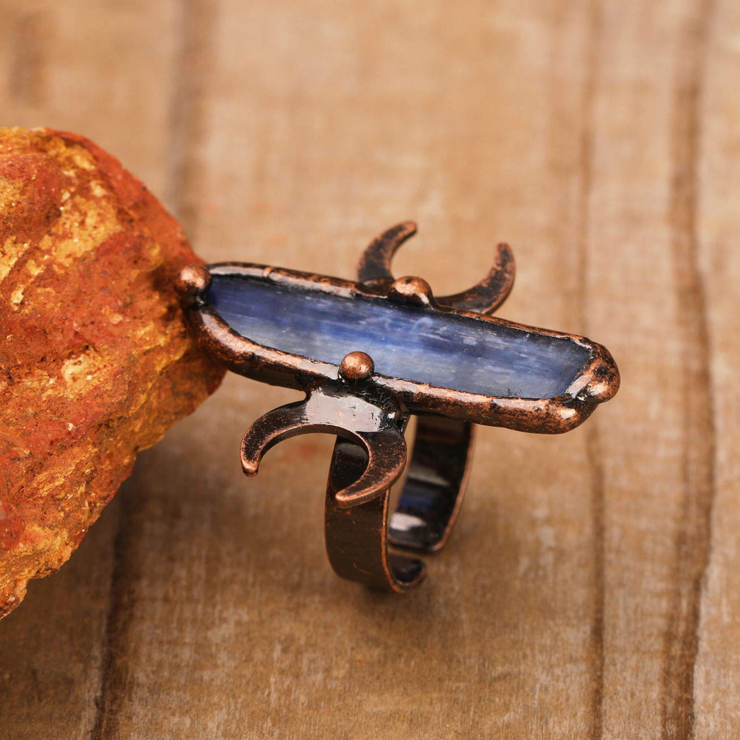 Olivenorma Kyanite Double Moon Healing Adjustable Ring - image 4