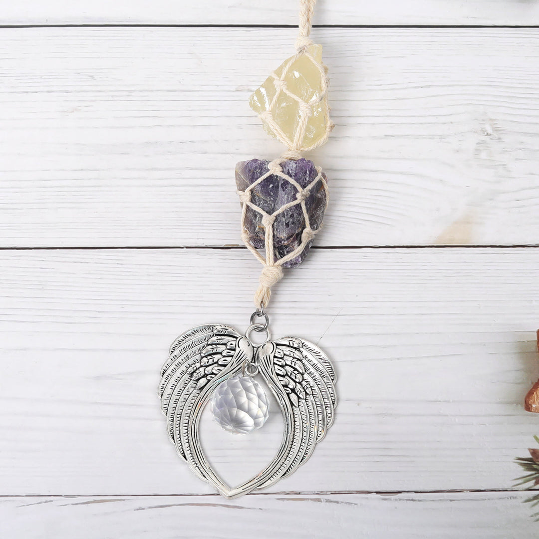 Olivenorma Metal Angel Wing SunCatcher Window Decor Ornamet - Lemon-Quartz&Amethyst - image 15