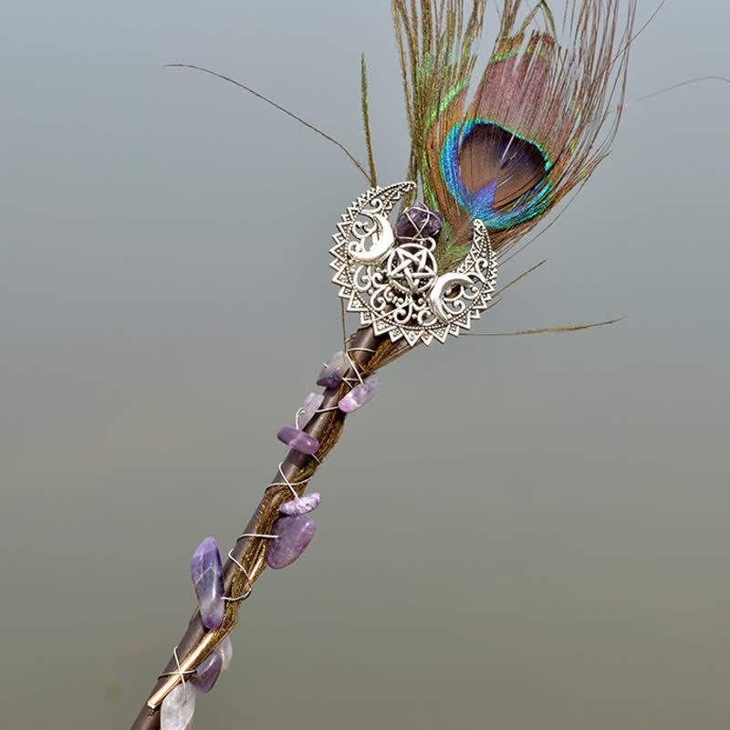 Olivenorma Natural Fairy Moon With Feather Crystal Wands - Amethyst#1 - image 24