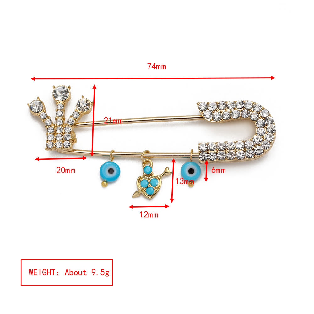 Olivenorma White Zircon Evil Eye Heart Brooch - Evil Eye&Sword Heart - image 2