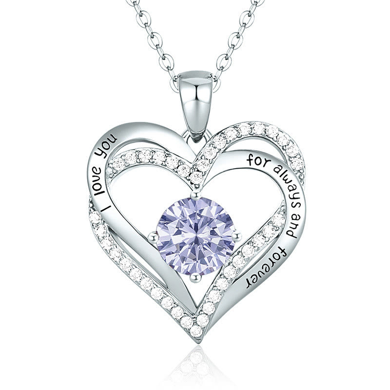 Olivenorma "I love you for always and forever" - Birtshtone Heart Necklace - Silver - June - image 20