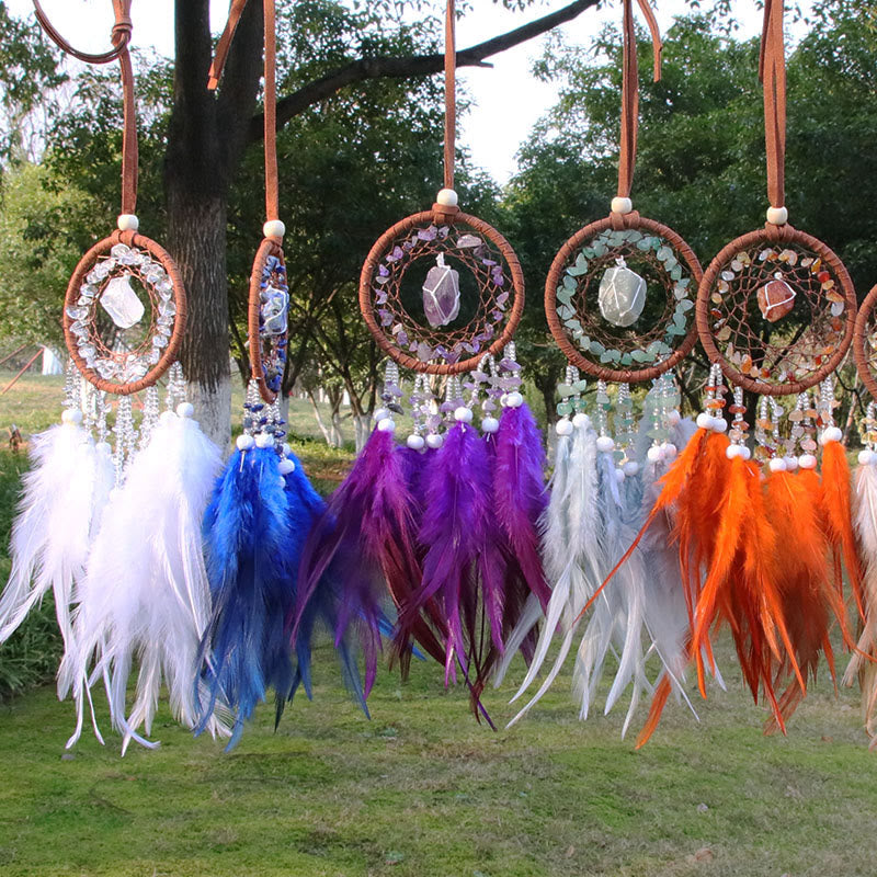Olivenorma Natural Crystal Agate Pendant Charm Round Dream Catcher - image 0