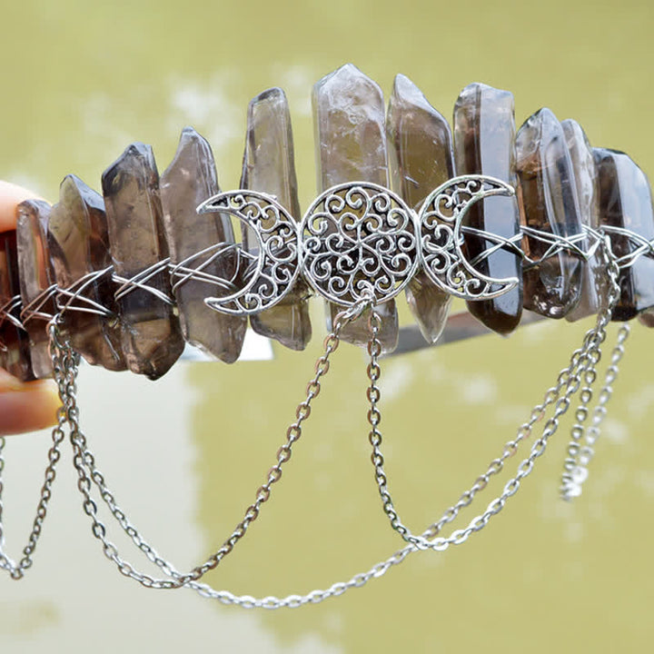 Olivenorma Cresent Moon Goddess Natural Crystal Crown - Smoky Quartz - image 14