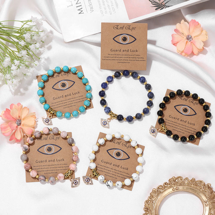 Olivenorma Natural Stone Bead Evil Eye Pendant Bracelet - image 43