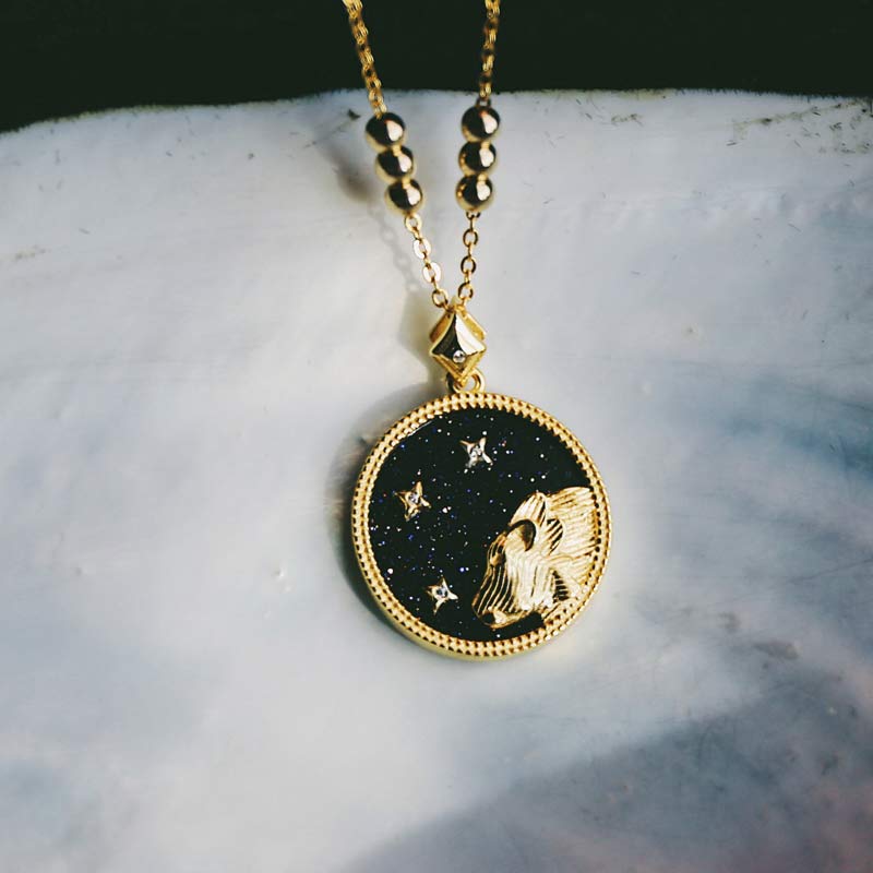 Blue Sandstone Listening Zodiac Necklace - Leo - image 8