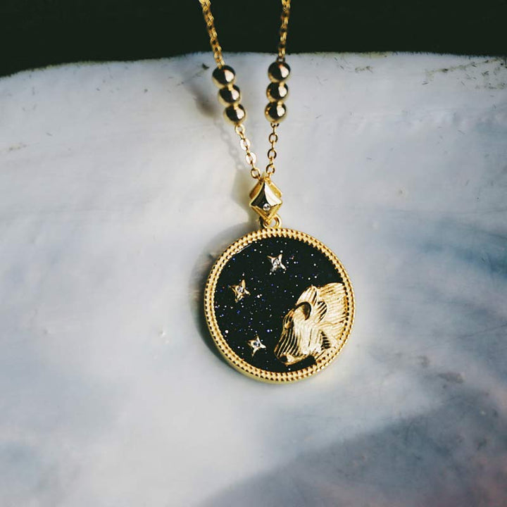 Blue Sandstone Listening Zodiac Necklace - Leo - image 8