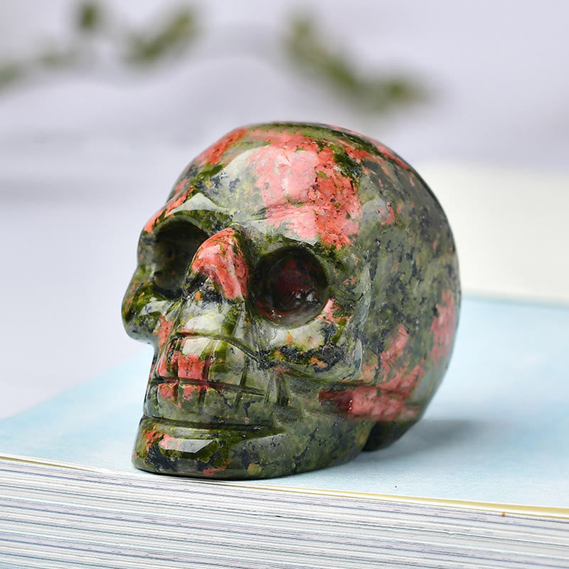 Olivenorma Crystal Engraved Skull Crafts Gemstone Decoration - Unakite - image 43