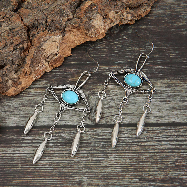 Olivenorma Geometric Cutout Eye Turquoise Bohemia Earrings - image 3