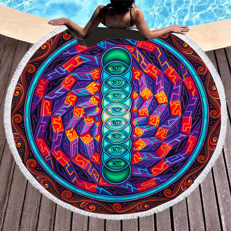 Olivenorma Evil Eye Hamsa Round Beach Towel Tapestry - Evil Eye#4 - image 13