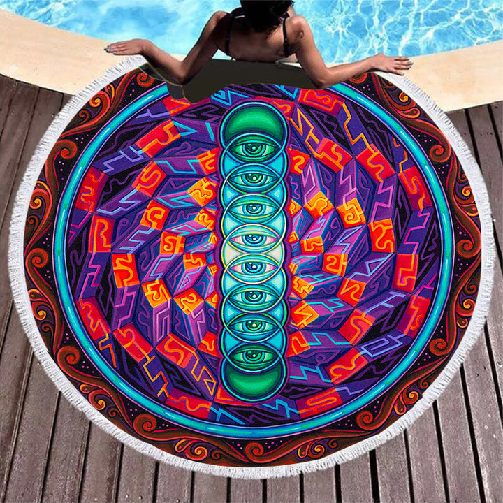 Olivenorma Evil Eye Hamsa Round Beach Towel Tapestry - Evil Eye#4 - image 13