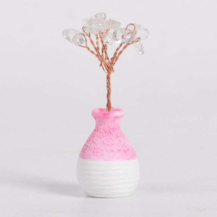 Olivenorma Crystal Tree of Life Pink Vase Gemstone Decoration - Clear Crystal - image 14