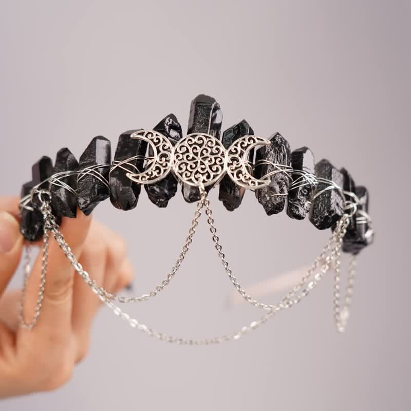 Olivenorma Cresent Moon Goddess Natural Crystal Crown - image 1