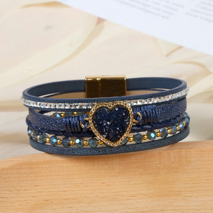 Olivenorma Heart Shape Cluster Multilayer Braided Leather Bracelet - image 22
