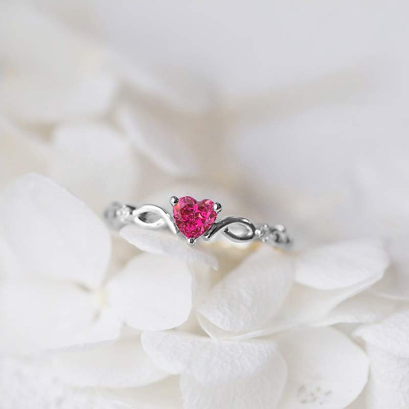 Olivenorma The Eternal Heart - Birthstone Ring - Silver-Rose - 14 - image 11