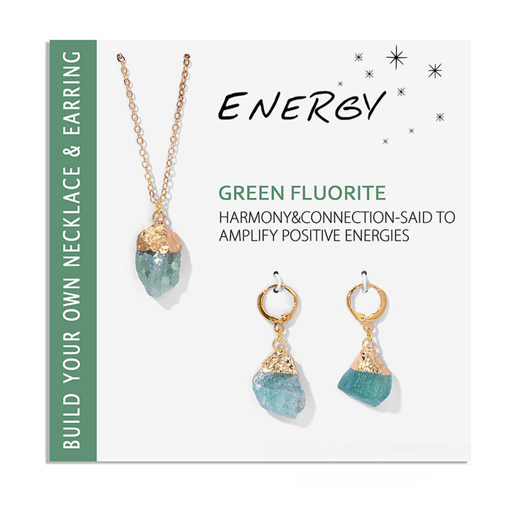 Olivenorma Natural Irregular Crystal Pendant Earrings Necklace Set - Aquamarine - image 14