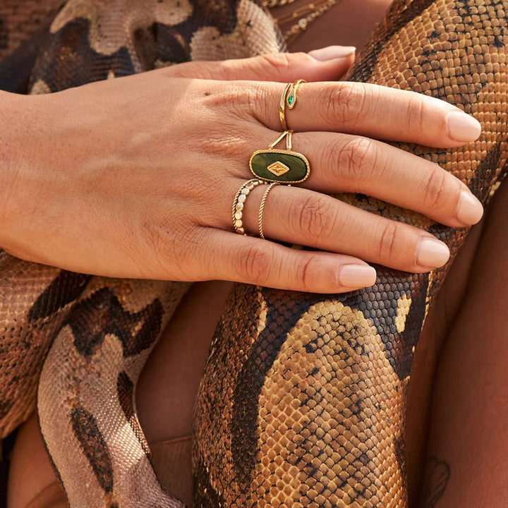 Olivenorma Natural African Turquoise 18k Adjustable Ring - image 6