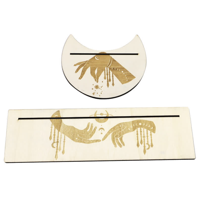 Moon And Eyes Wooden Tarot Card Holder - Moon & Hand - image 9