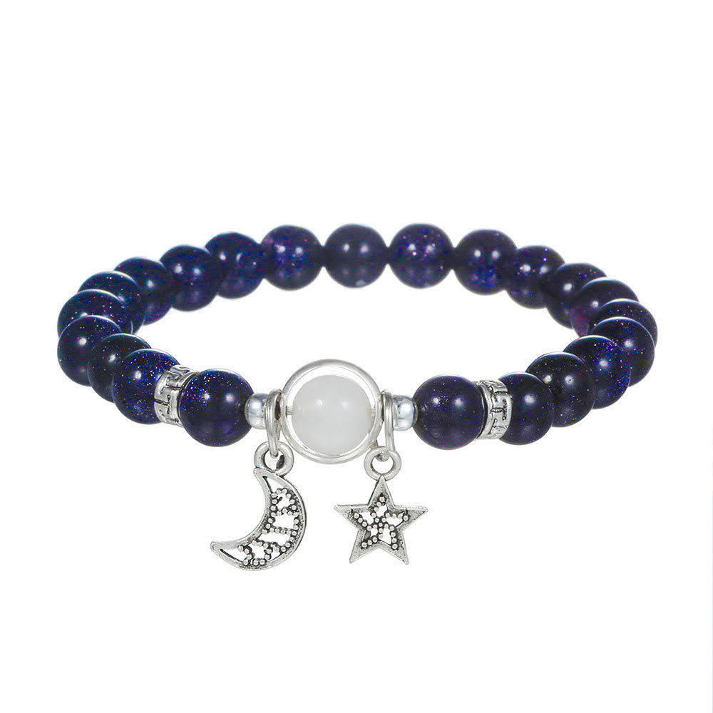 Olivenorma Blue Sandstone Obsidian 6mm Beaded Star and Moon Bracelet - Blue Sandstone&Moon Star - image 1