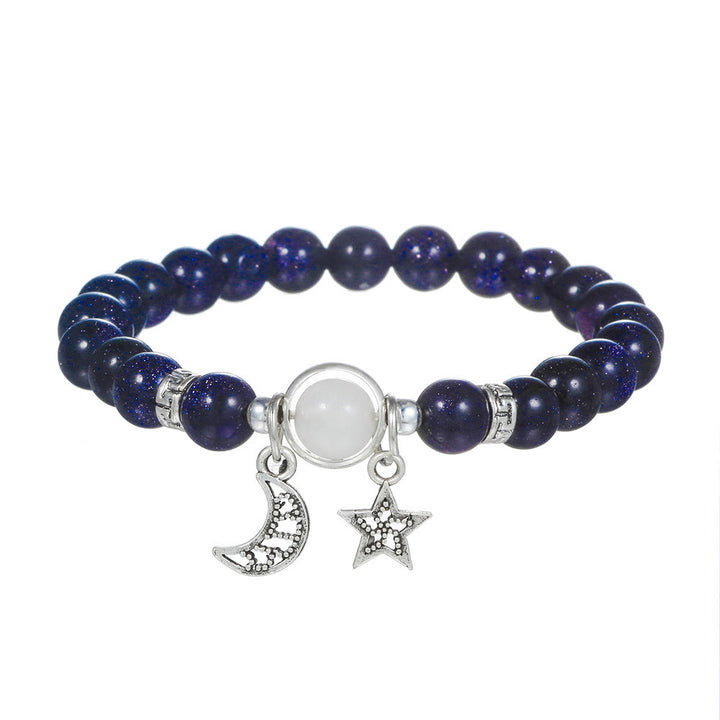Olivenorma Blue Sandstone Obsidian 6mm Beaded Star and Moon Bracelet - Blue Sandstone&Moon Star - image 1