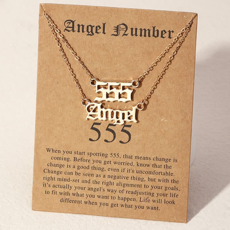 Olivenorma Angle Number & Angel Dainty Double Necklace - 555 - image 4
