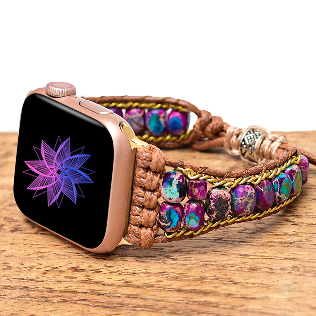 Olivenorma Blue Emperor Stone Apple Watch Strap Wrap Bracelet - Purple Emperor Stone - 42-45mm - image 6