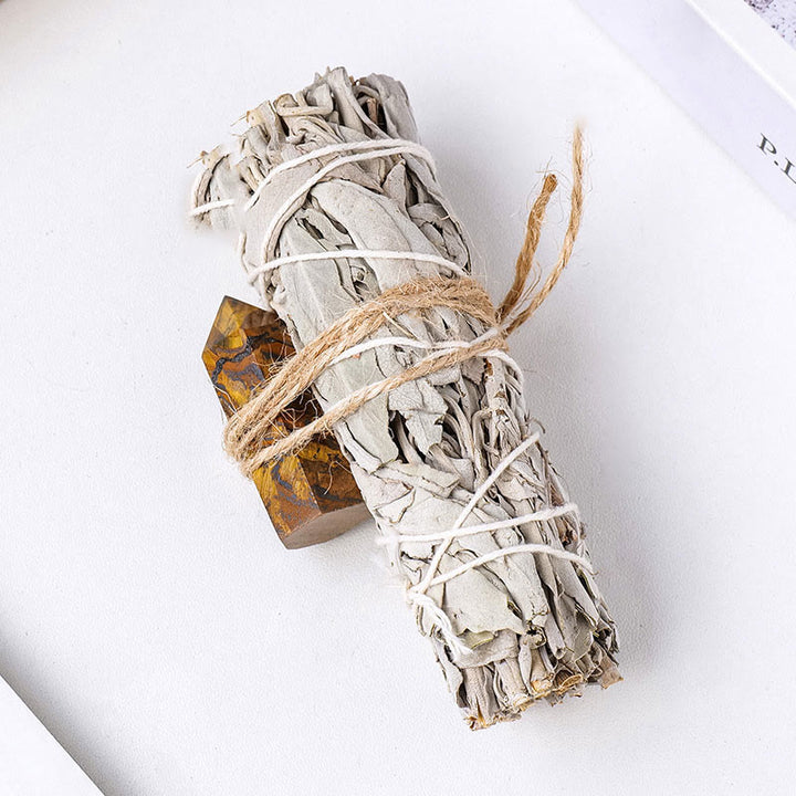 Olivenorma White Sage Hexagonal Prism Crystal Aromatherapy Gemstone Decoration - Tiger Eye - image 9
