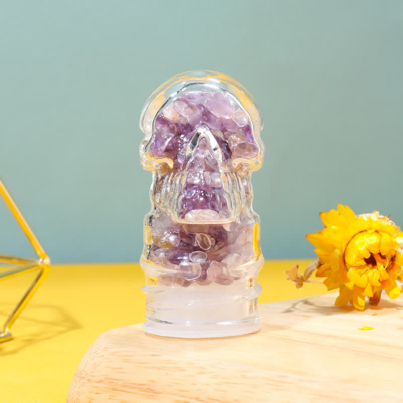 Olivenorma Skull Water Bottle Crystal Decoration - Amethyst - Black Lid - image 17