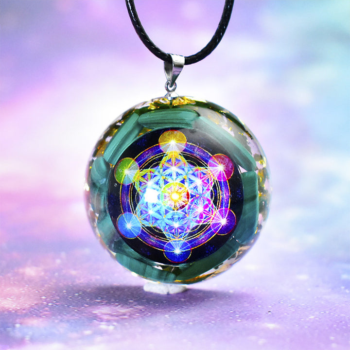Olivenorma Natural Malachite Metatron's Cube Pendant Necklace - Malachit - YES PLEASE $8 - image 0