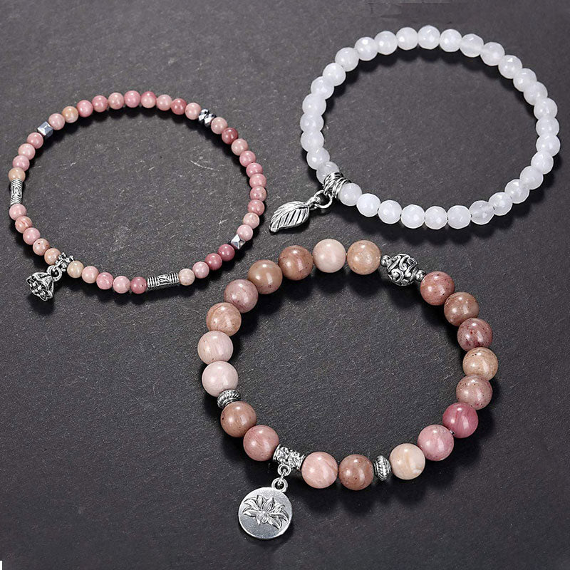 Olivenorma Rhodochrosite Lotus Symbol 3 - Piece Bracelet - image 2