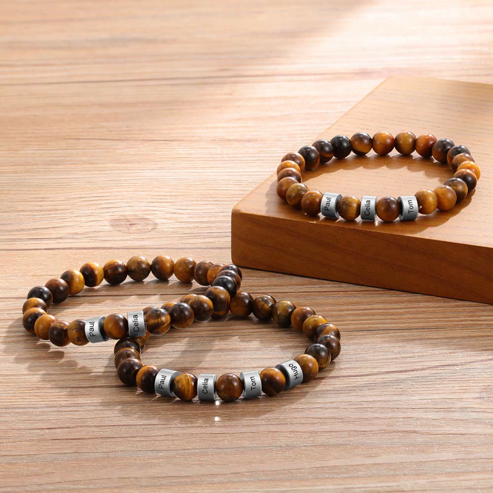 Olivenorma Natural Stone Engraving Personalized Beads Men Bracelet - image 35