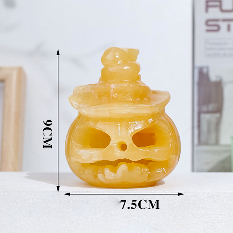 Olivenorma Yellow Aventurine Pumpkin Skull Carving Gemstone Decoration Lamp - image 5