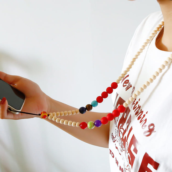Olivenorma Natural Crystal String Handmade Wooden Beads Phone Strap - image 5
