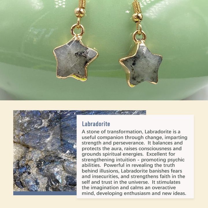 Natural Crystal Stone Earrings - Labradorite - image 7