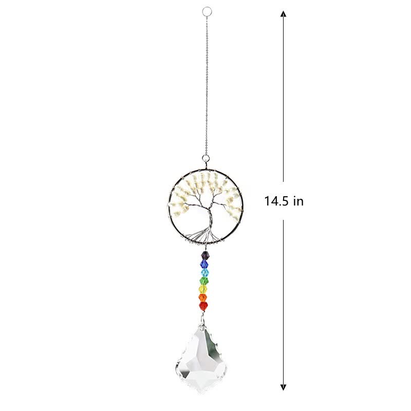 Colorful Tree of Life Crystal Wind Chime Suncatcher - Pearl - image 5